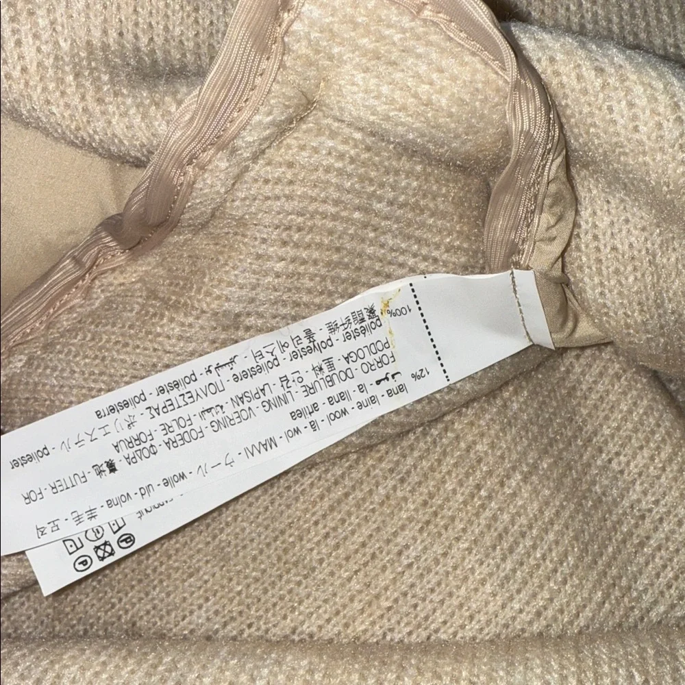 NWT ZARA Bloggers Fave Hooded Poncho Sweater Jacket Pockets Beige Medim Wool